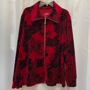 Ladies STYLE & CO SPORT Velour Full Zip Collared Jacket 1X